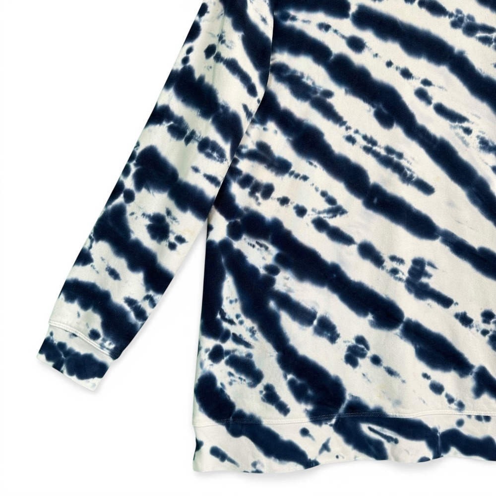Lands End Sweatshirt Serious Sweats Tie Dye Crewneck Navy White Larg Tal 14 16 - Picture 4 of 11
